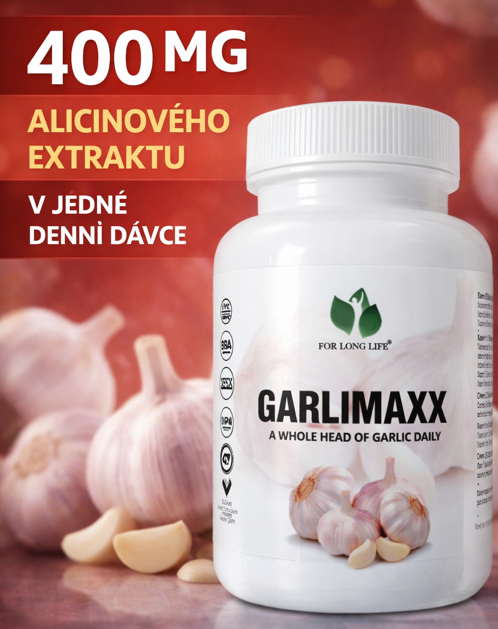 For Long Life GARLIMAXX 60 kap. allicin extrakt z česneku 60 kapslí