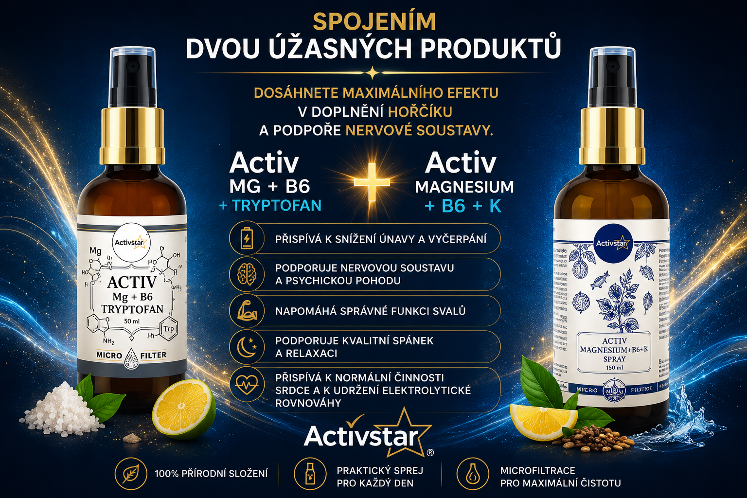 Activstar Hořčík Mg + B6, TRYPTOFAN, vit C, 50 ml