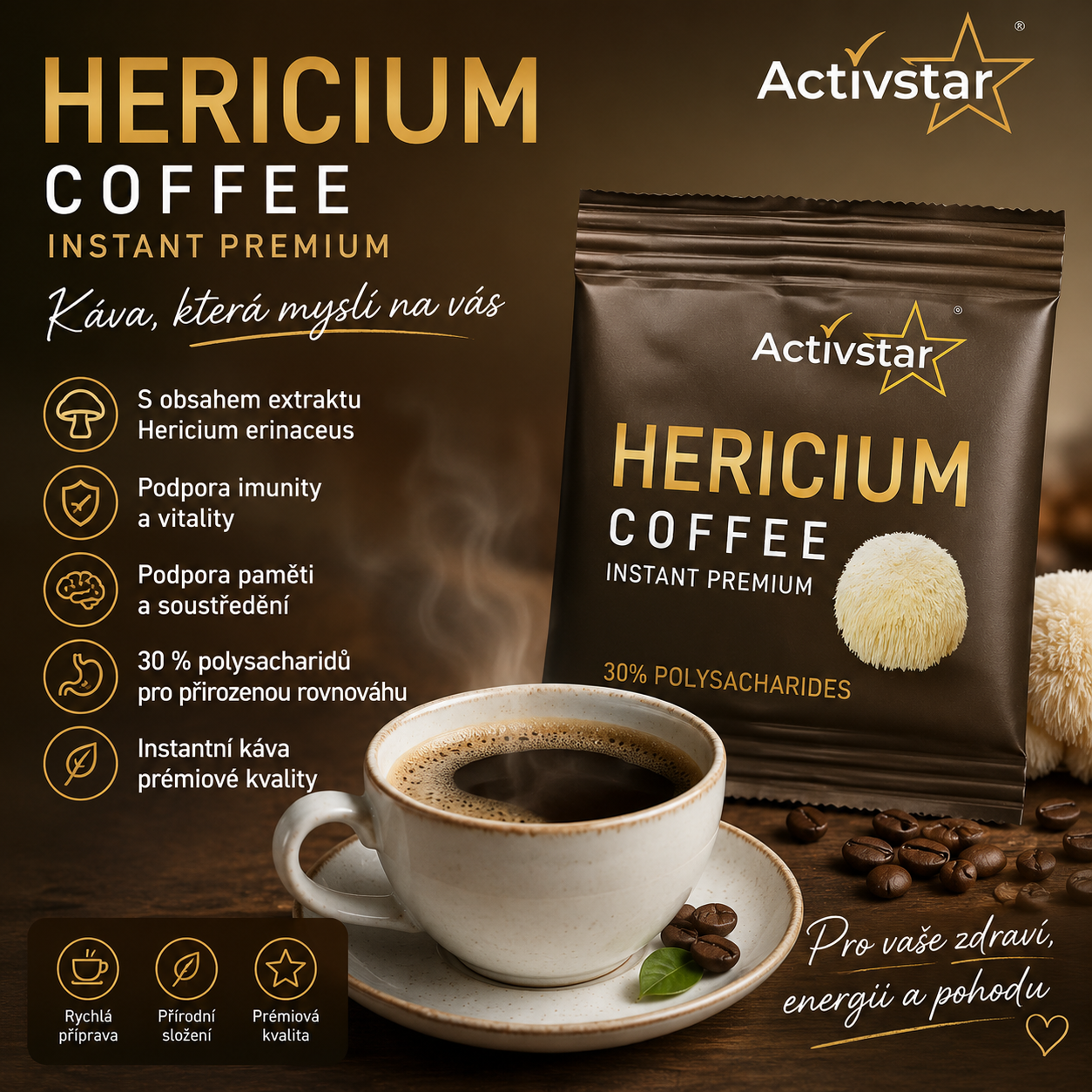 Activ Hericium instantní káva, 5x sáček