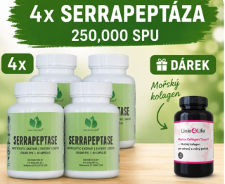 For Long Life 4x Serrapeptáza 60 kapslí 250 000 SPU + DÁREK mořský kolagen