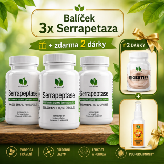 For Long Life 3x Serrapeptáza 60 kapslí 500 000 SPU + 2 DÁRKY
