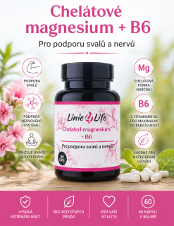 Linie4life- Chelátové magnesium+B6, 60 kapslí