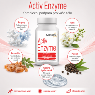Activstar - Activ Enzyme 80 kapslí - záněty, pooperační stavy, klouby, trávení,  